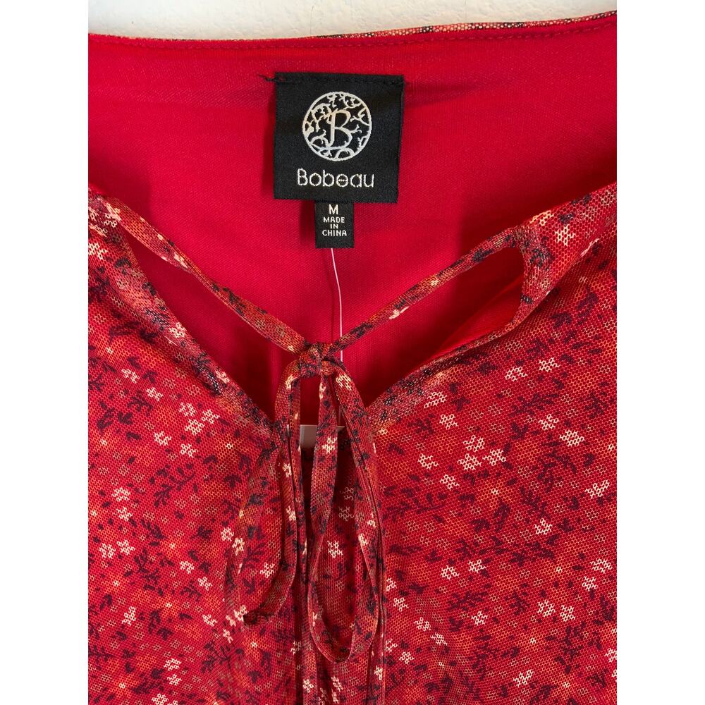 BOBEAU Smocked Ruffle Trim Blouse In Rust Ditsy - Medium NWT - Picture 3 of 5